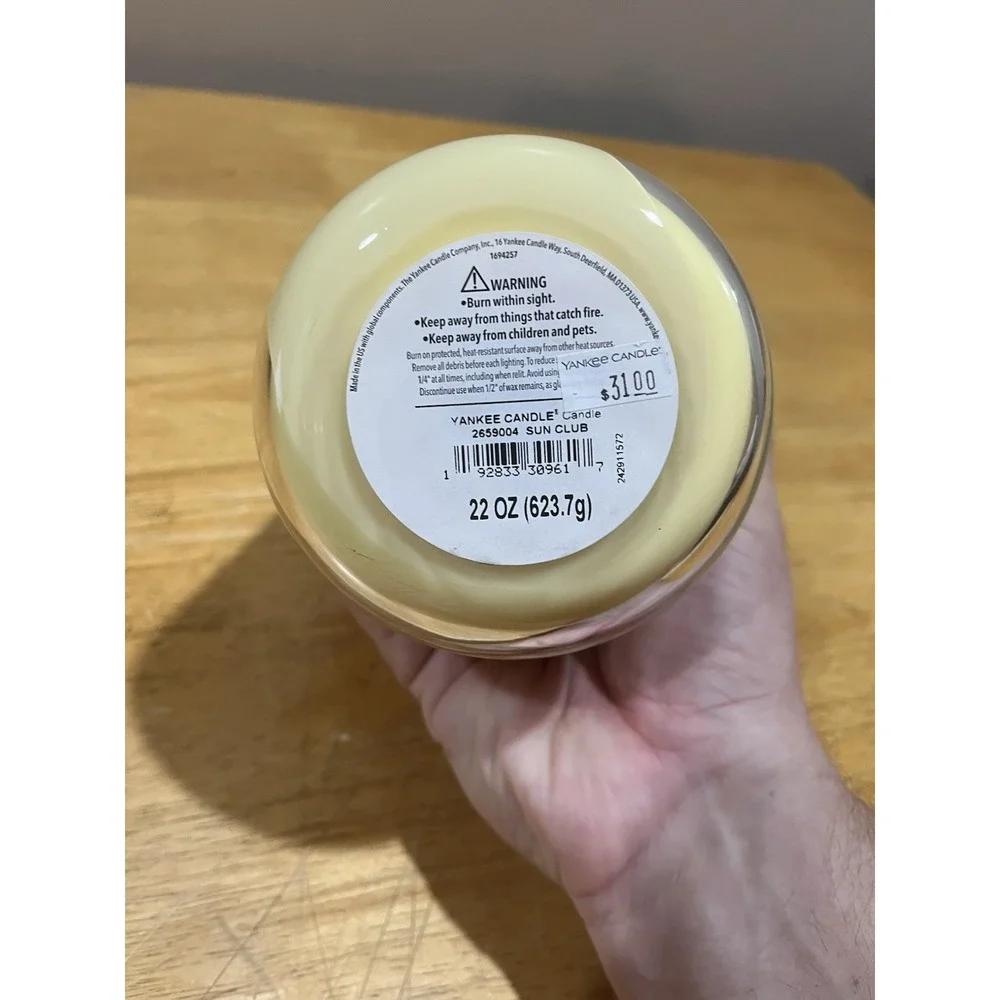 Yankee Candle Large Jar 22 Sun Club Lemon‎ & White Rose Pickleball Sports NOS